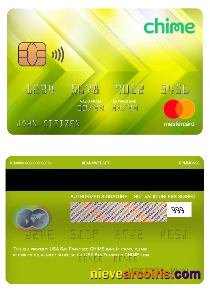 USA San Francisco CHIME bank mastercard